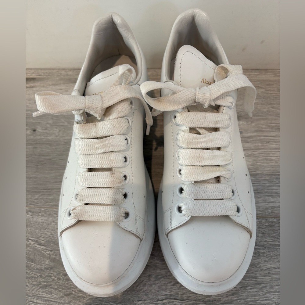 Alexander McQueen White Leather Sneaker, Sz 37 1/2